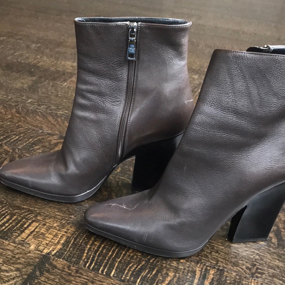 Prada Brown Leather Ankle Booties